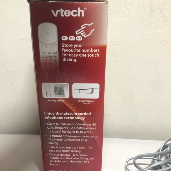 Corded Trimstyle Phone (CD1113WT) - with Caller Identification White Extra Chord - Picture 5 of 13